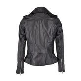 Rockig-schicke schwarze Bikerjacke aus Lammleder im Brando-Stil für Damen